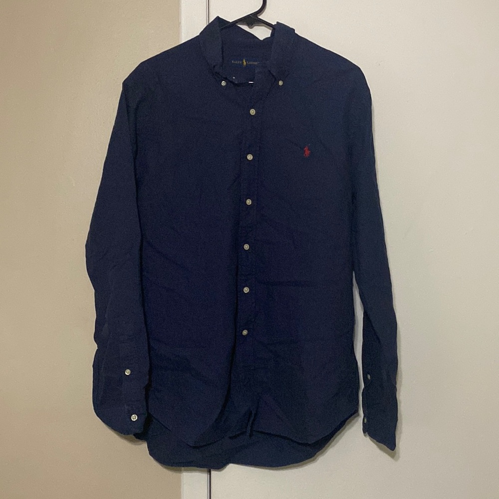 Polo Ralph Lauren Casual Dress Shirt Navy Blue/Red Size L